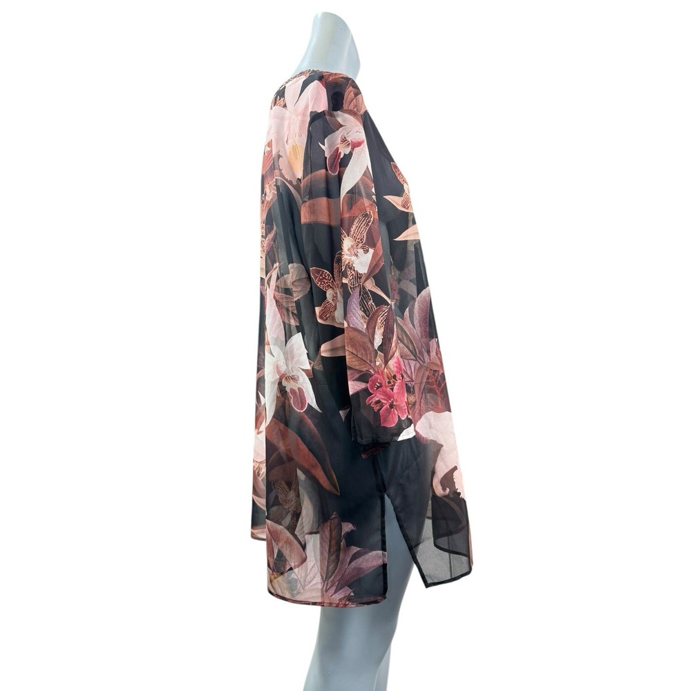 Women's Chicos Sz‎ 4 Embellished Sheer Multicolored Floral Top beaded Sequined - Picture 6 of 9